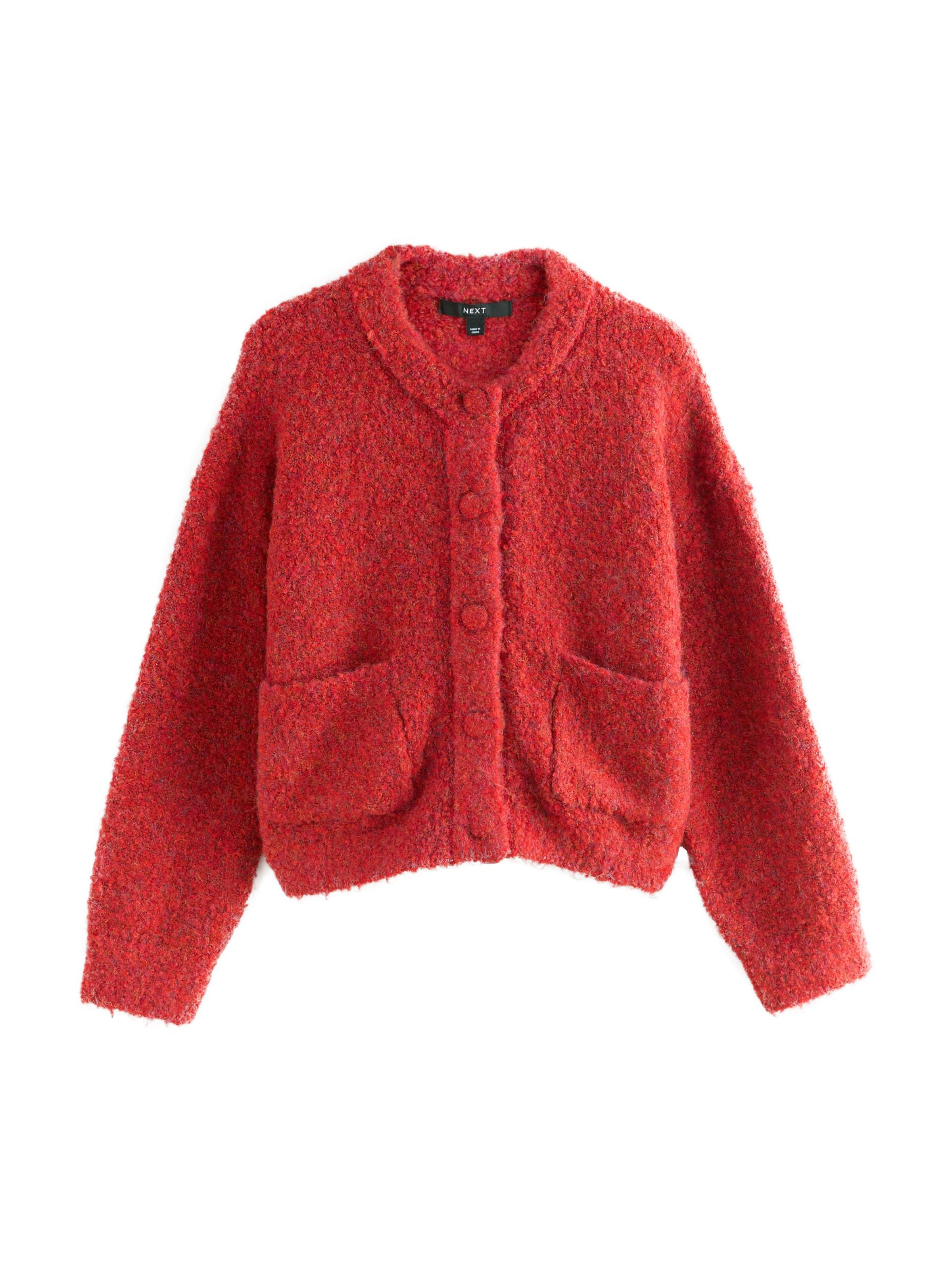 Geacă tricotată de la Next pe roșu: față