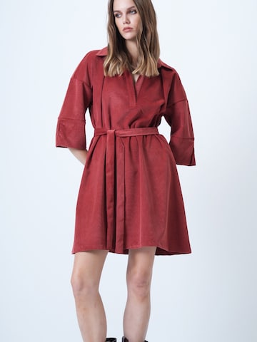 Trend Alaçatı Stili Jurk in Rood