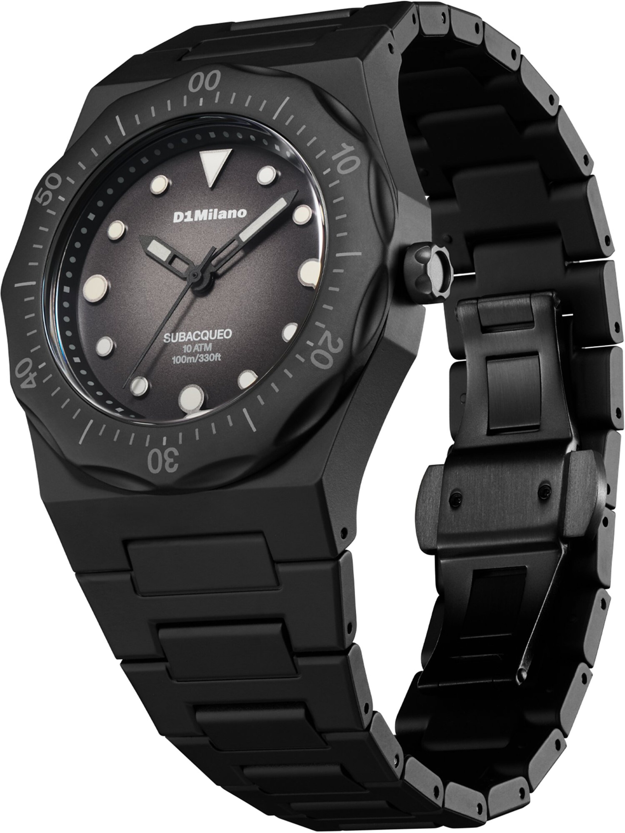 D1 Milano Analoguhr in Schwarz