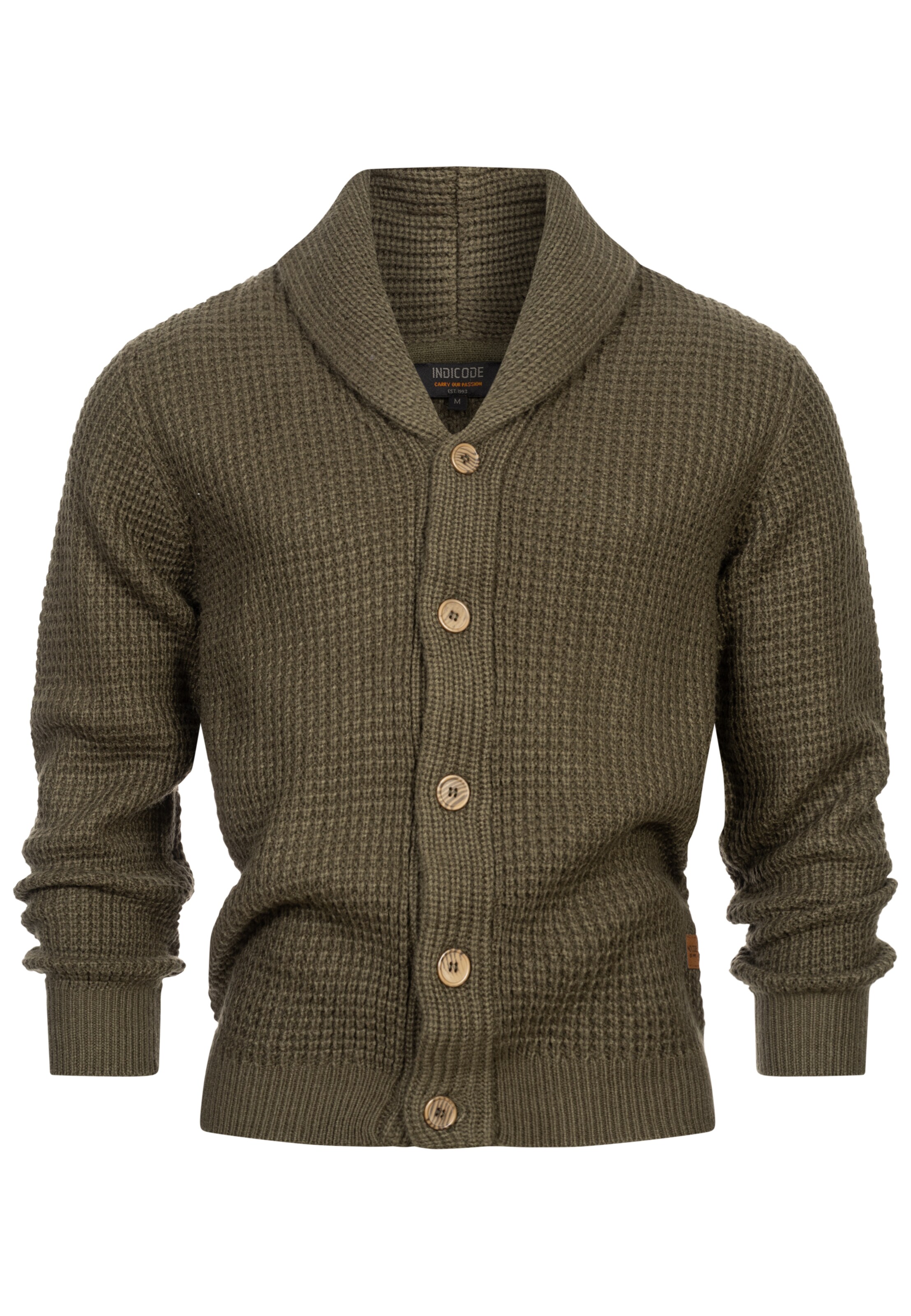 INDICODE JEANS Stickjacke ' Brandox ' in Grün: Vorderseite