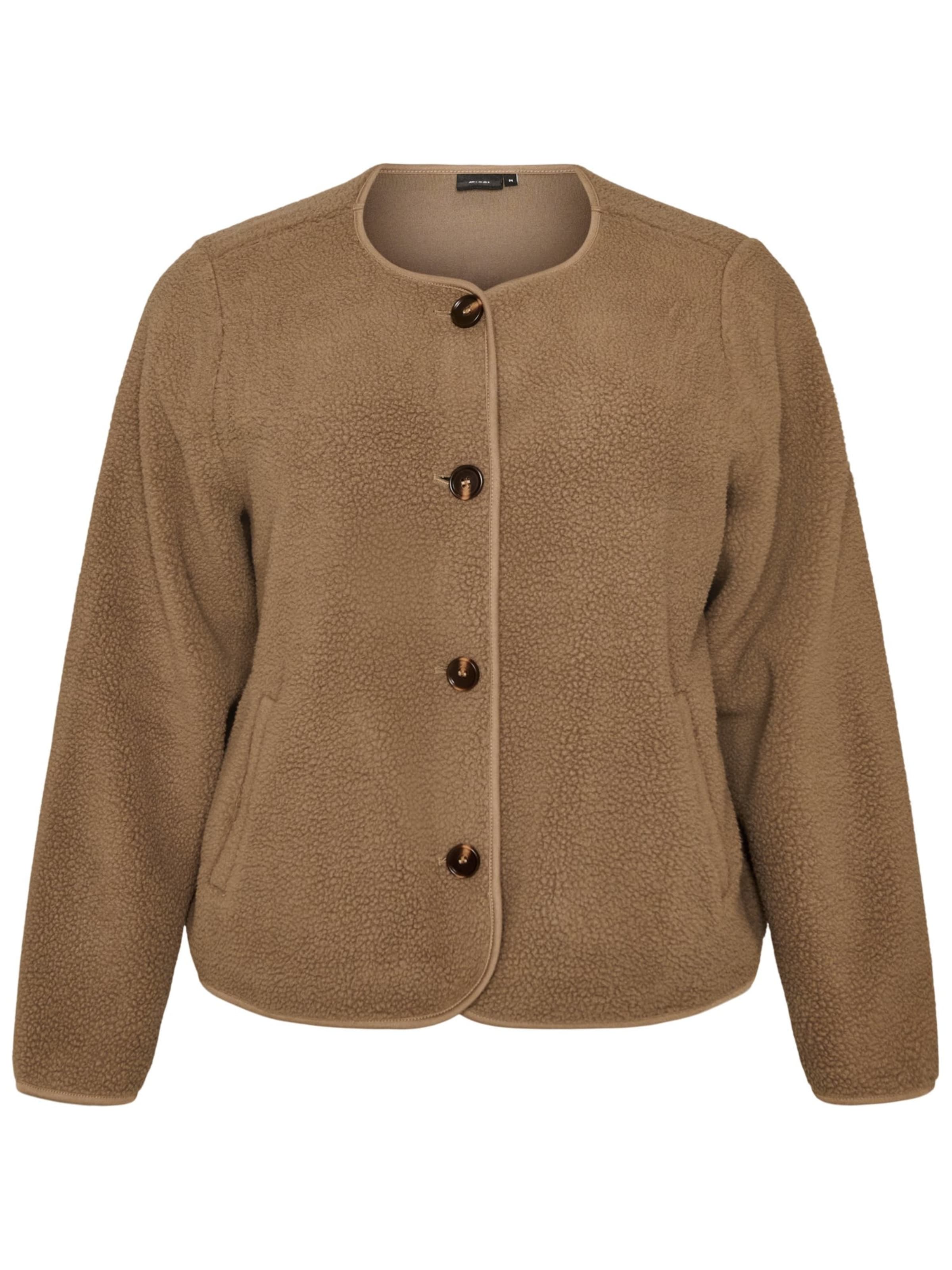 Zizzi Fleecejacke 'Tillie' in Braun: Vorderseite