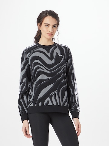 ADIDAS ORIGINALSSweater majica 'Abstract Allover Animal Print' - crna boja: prednji dio