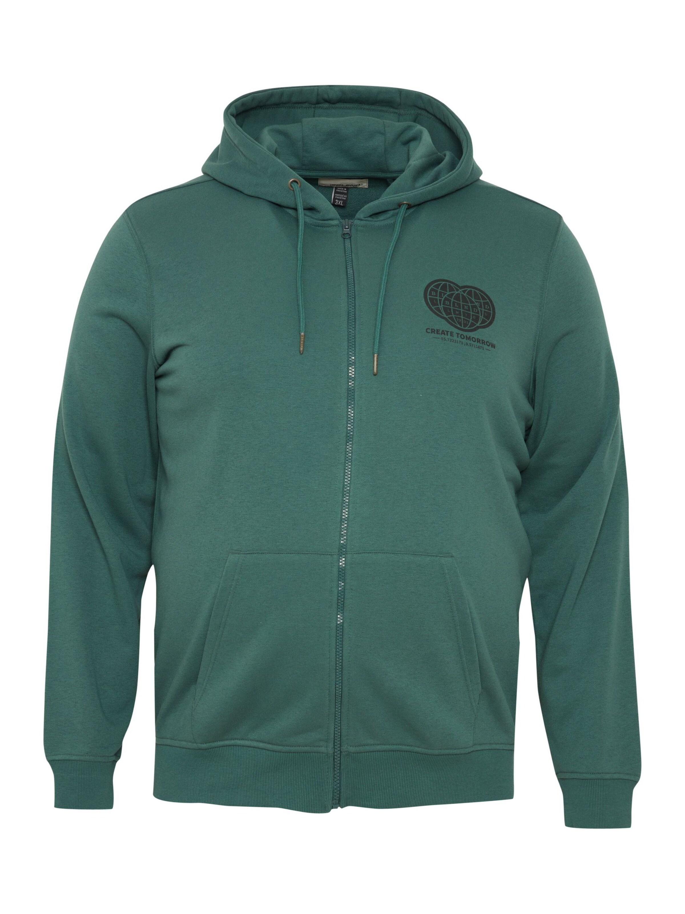 BLEND - Sudadera con cremallera en verde: frente