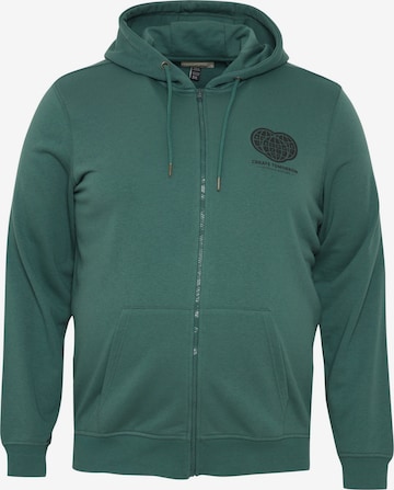 BLEND - Sudadera con cremallera en verde: frente
