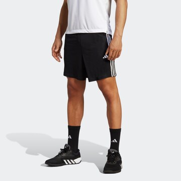 ADIDAS PERFORMANCE Regular Workout Pants 'Train Essentials Piqué 3-Stripes' in Black: front