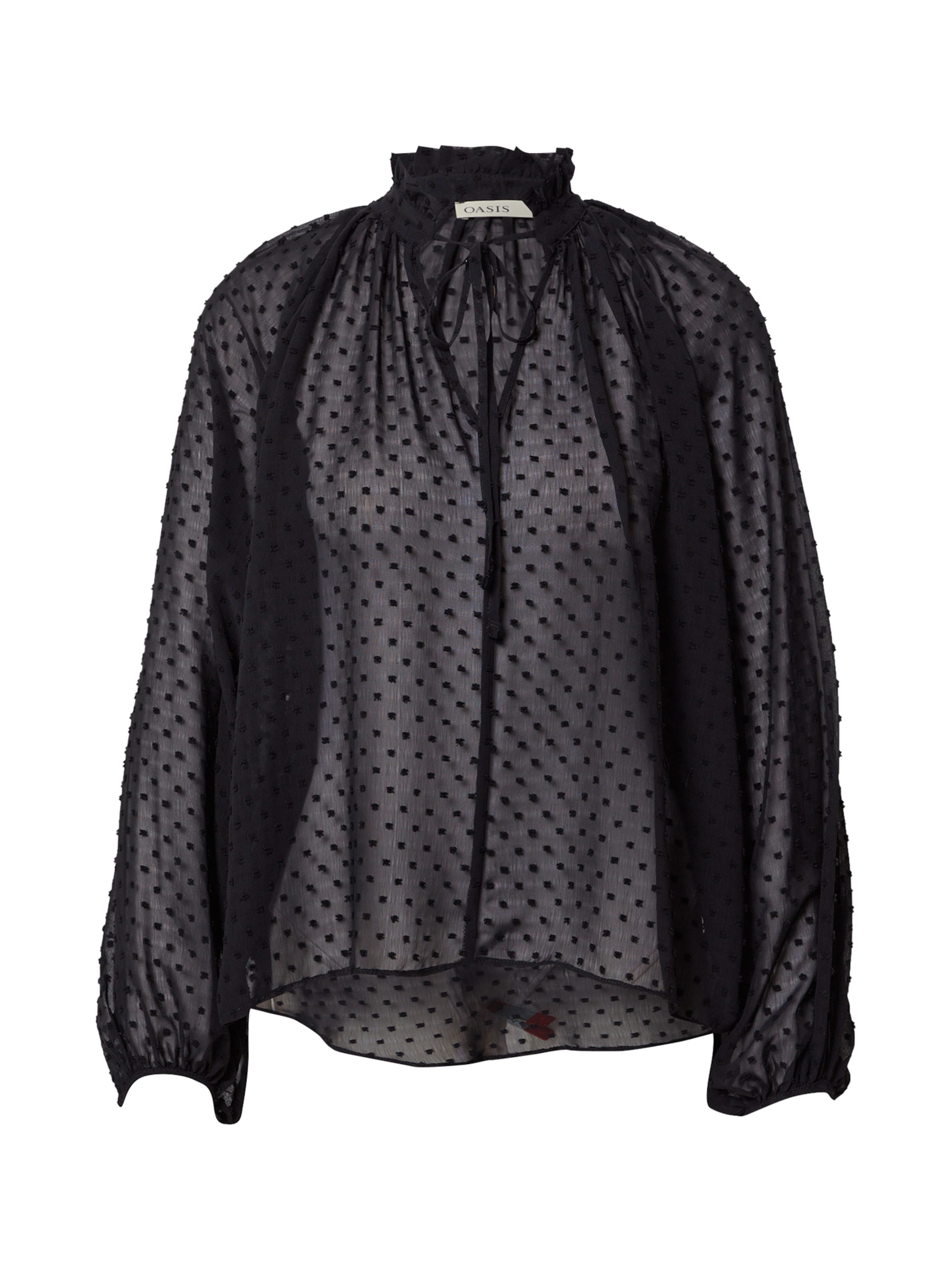 Oasis Μπλούζα 'Dobby' σε μαύρο: μπροστά