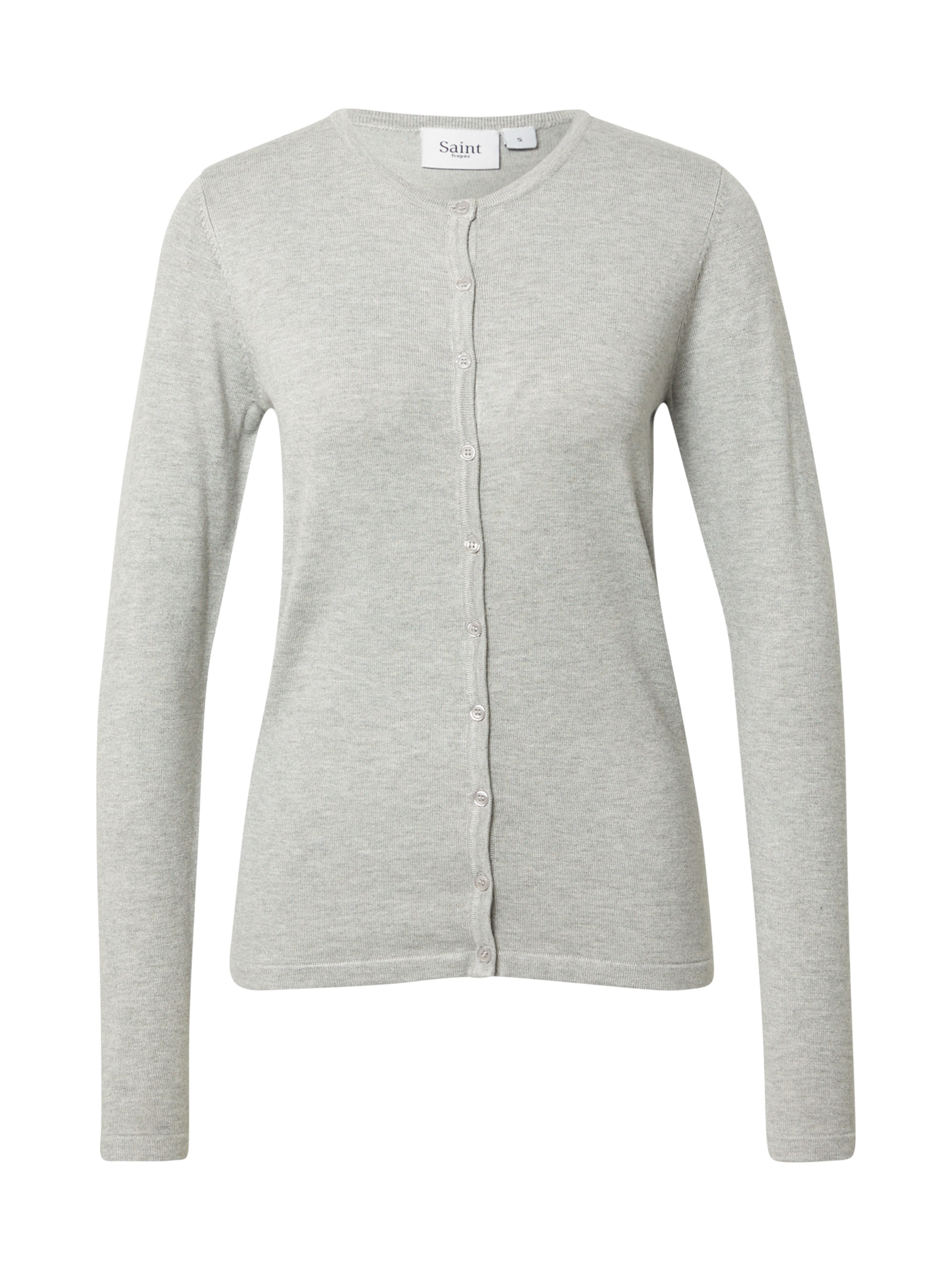 SAINT TROPEZ Knit Cardigan 'Mila' in Grey: front