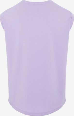 Oklahoma Jeans Top ' mit Statement-Print aus Jersey ' in Purple