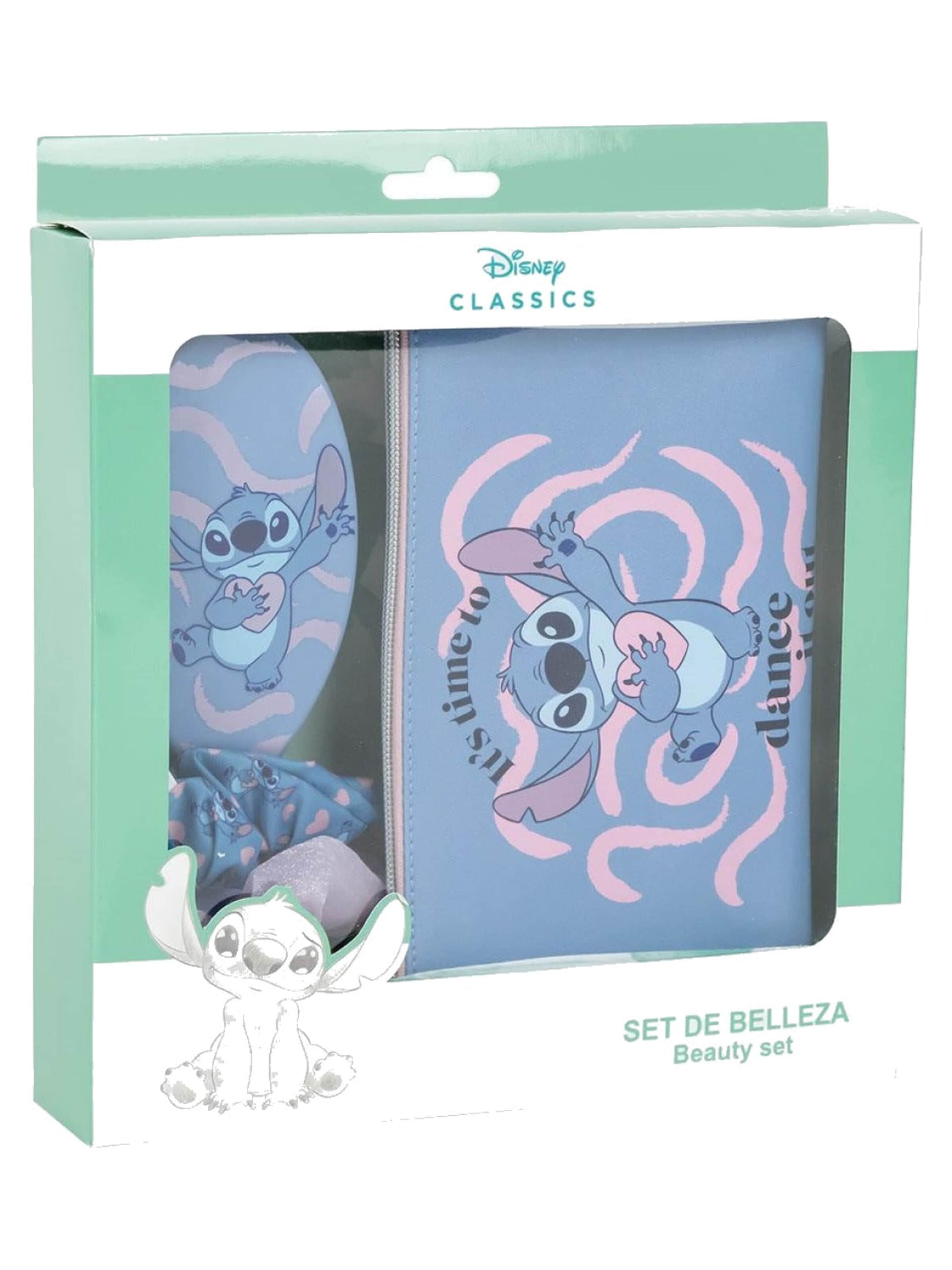 Disney Lilo & Stitch Set 'Disney Lilo en Stitch Beauty Set Haarborstel Haar Scrunshies Toilettas' in Blauw