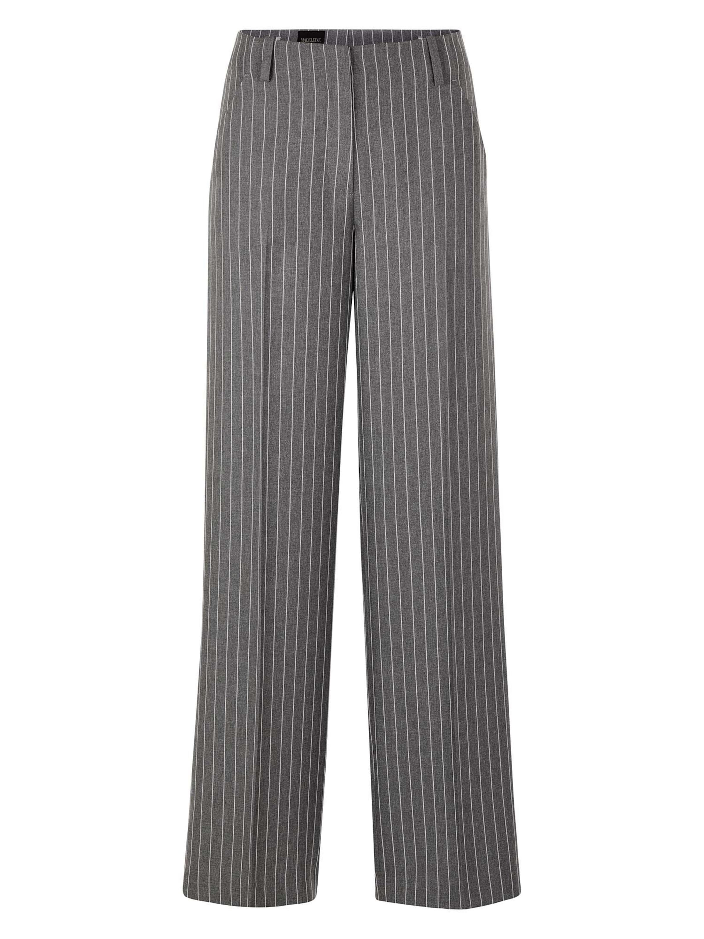 MADELEINE Wide leg Trousers with creases in Grey: front
