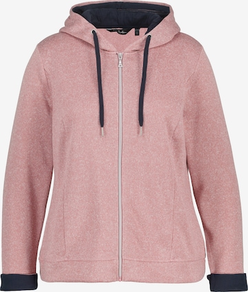 Ulla Popken Zip-Up Hoodie in Pink: front