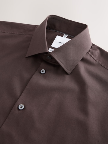 Next Slim Fit Hemd in Braun
