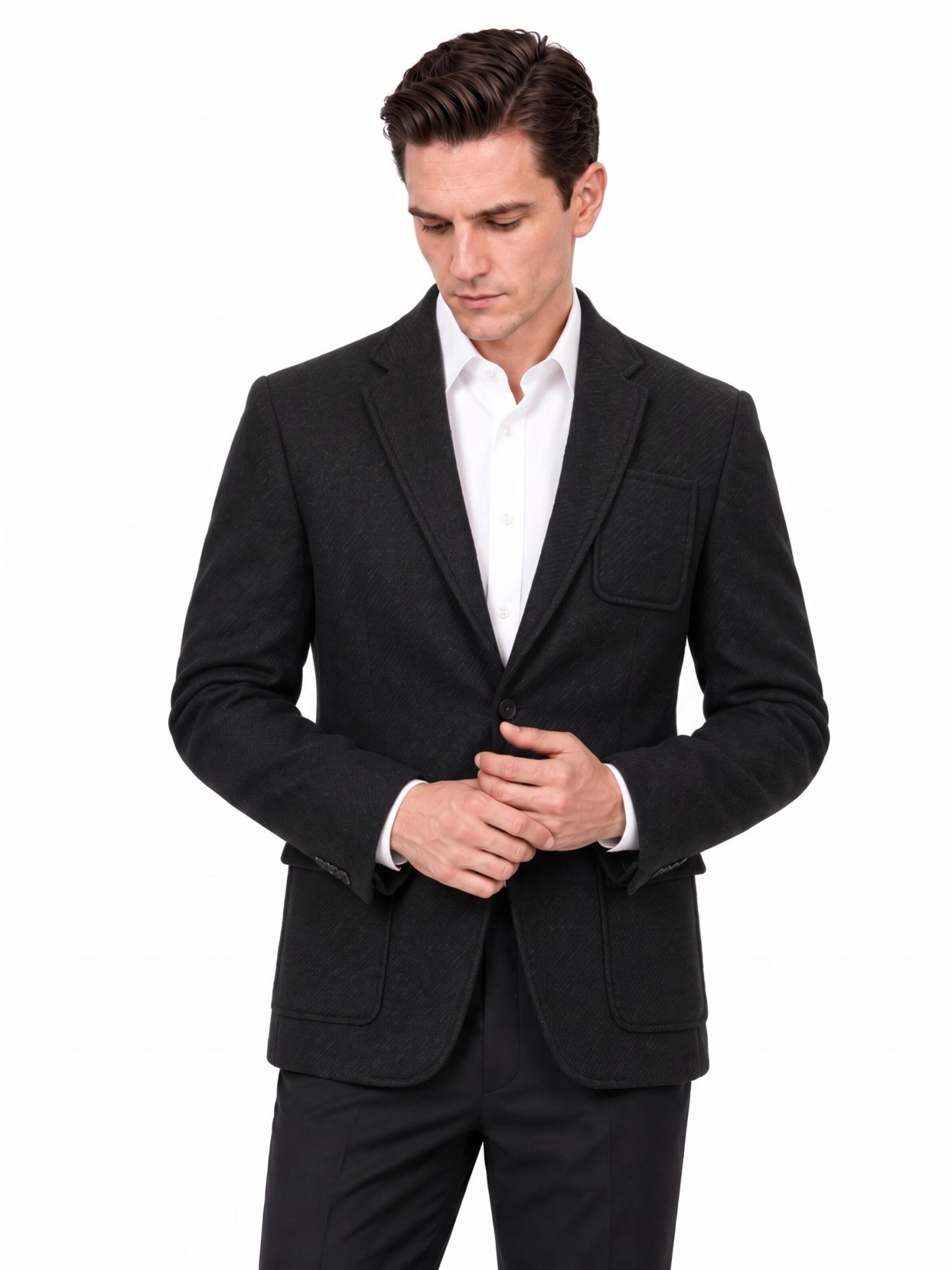 ALLTHEMEN Regular fit Suit Jacket 'Morgenglut' in Black: front