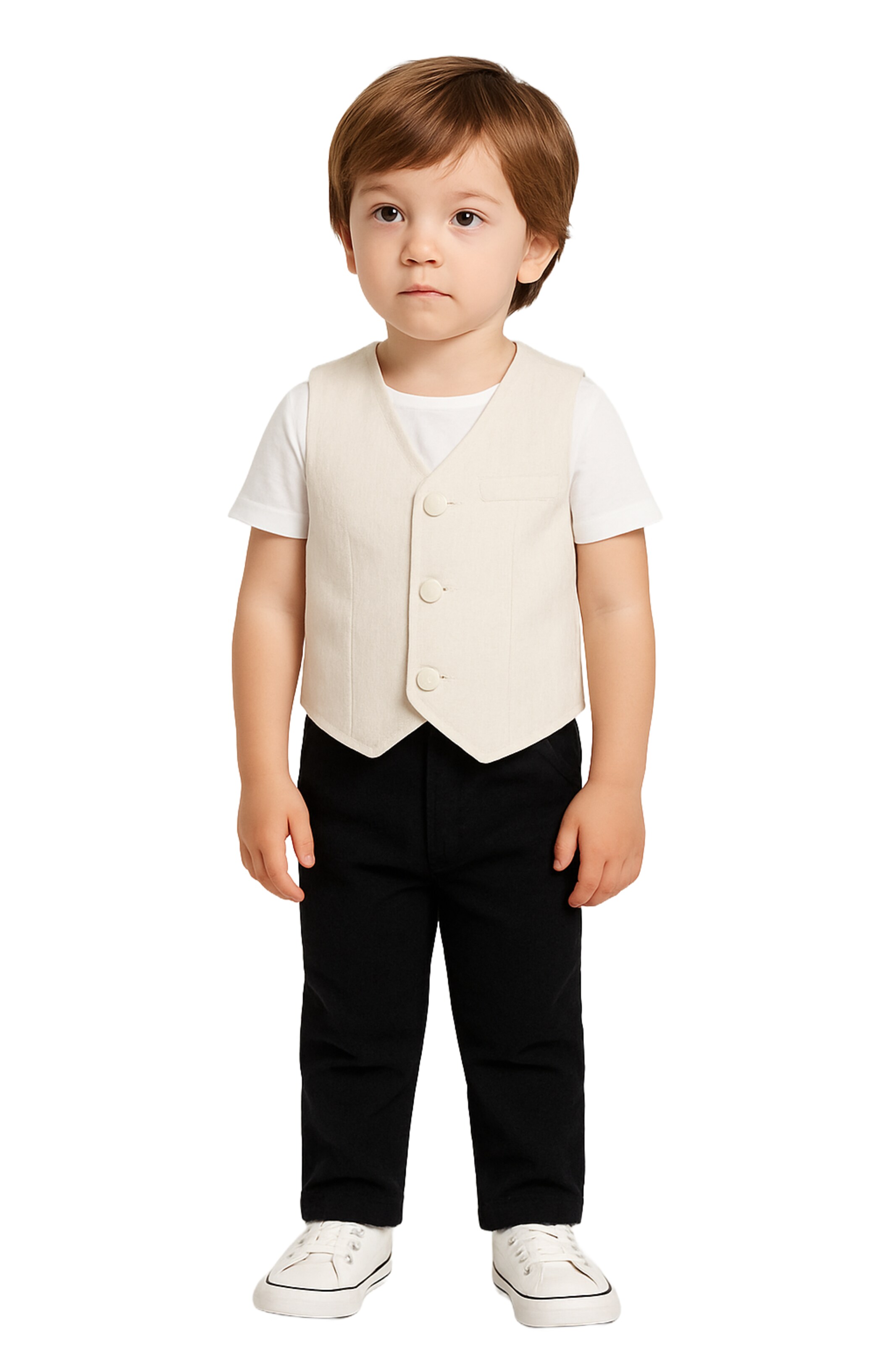 Panço Weste in Beige: Vorderseite