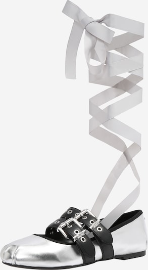 BUFFALO Ballerinasko med rem 'DAPHNE JANE' i grå / sort / sølv, Produktvisning