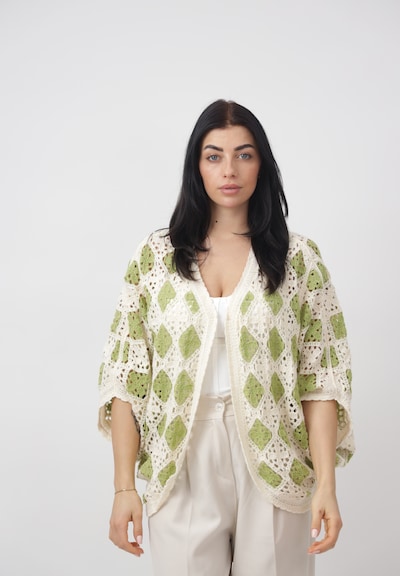 Elara Strickjacke in XS-XL in kiwi / naturweiß, Produktansicht