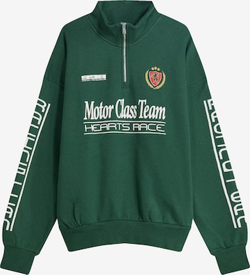 BershkaSweater majica 'MOTOR CLASS TEAM' - zelena boja: prednji dio