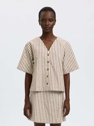 SELECTED Blouse in Bruin: voorkant