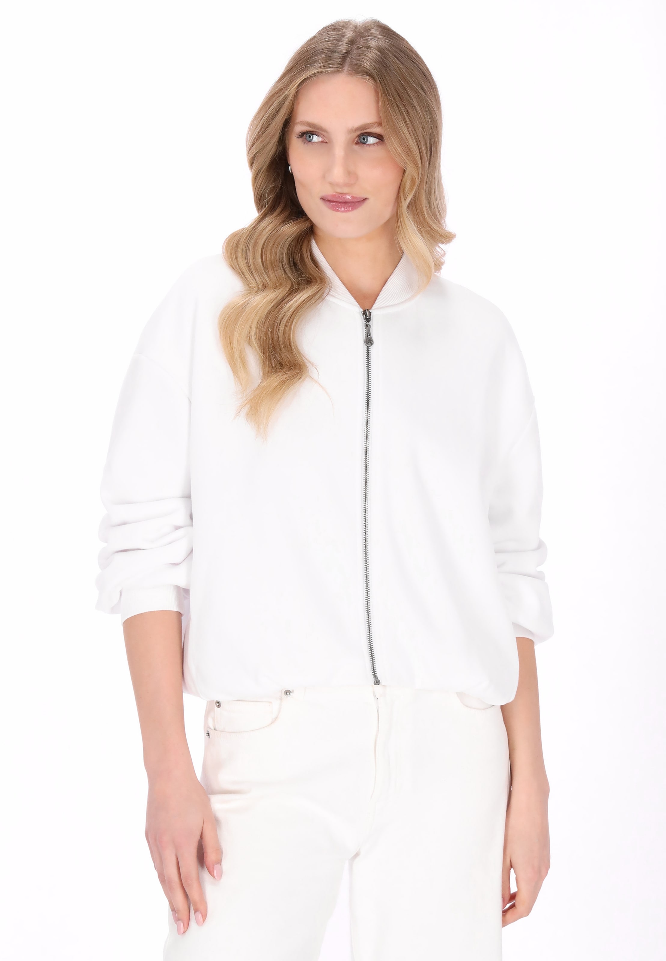 DreiMaster Vintage - Sudadera con cremallera en blanco: frente