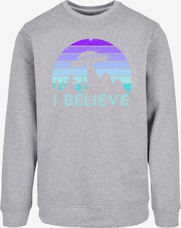 F4NT4STIC Sweatshirt 'I Believe UFO Alien Raumschiff Retro' in Grau: Vorderseite