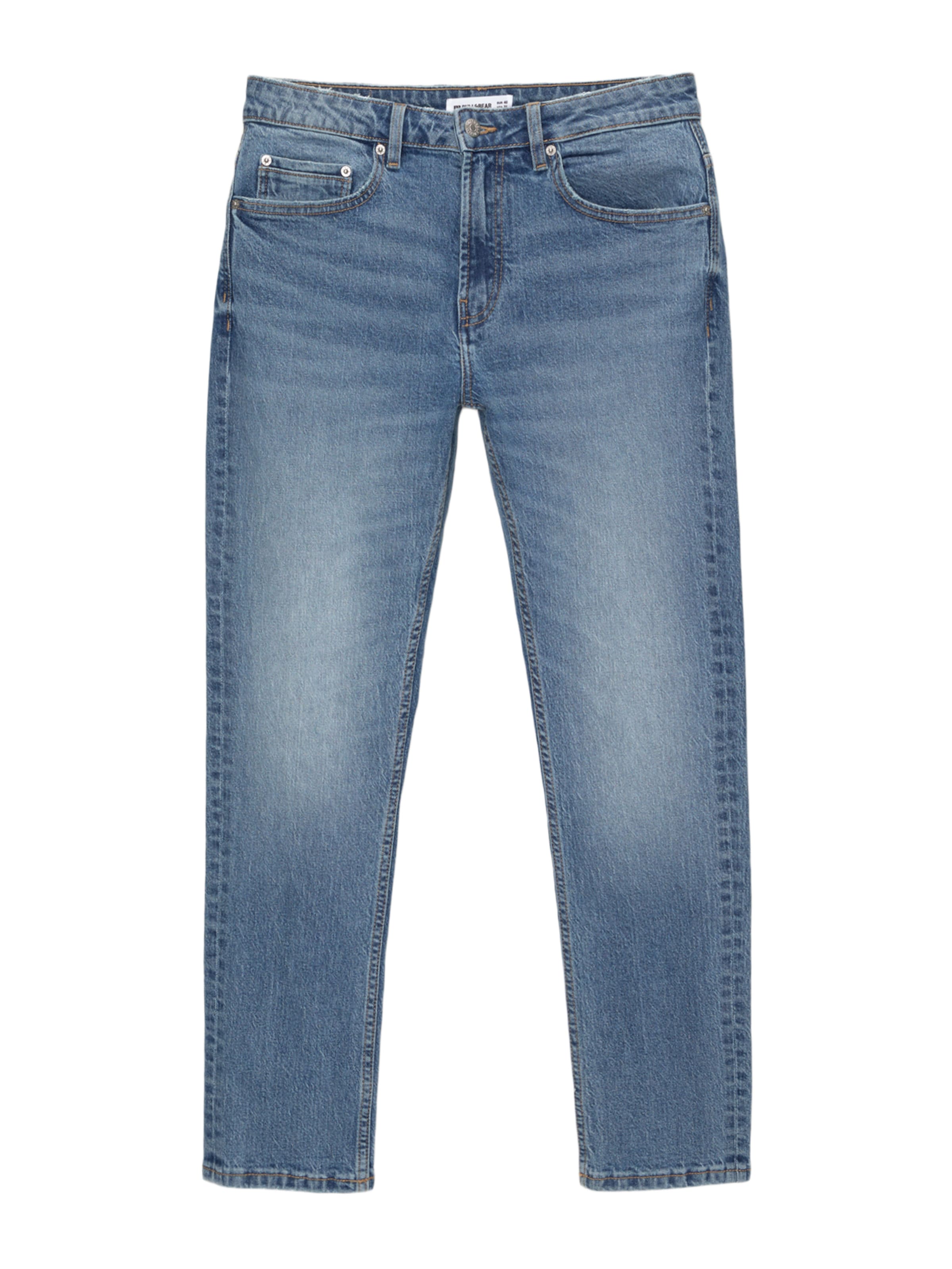 Pull&Bear Слим фит Дънки в синьо: отпред