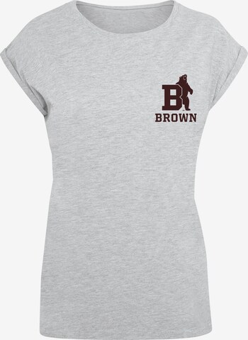 Merchcode Shirt 'Brown University - Bear Initial' in Grijs: voorkant