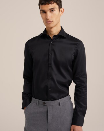 WE Fashion Slim fit Poslovna srajca | črna barva: sprednja stran