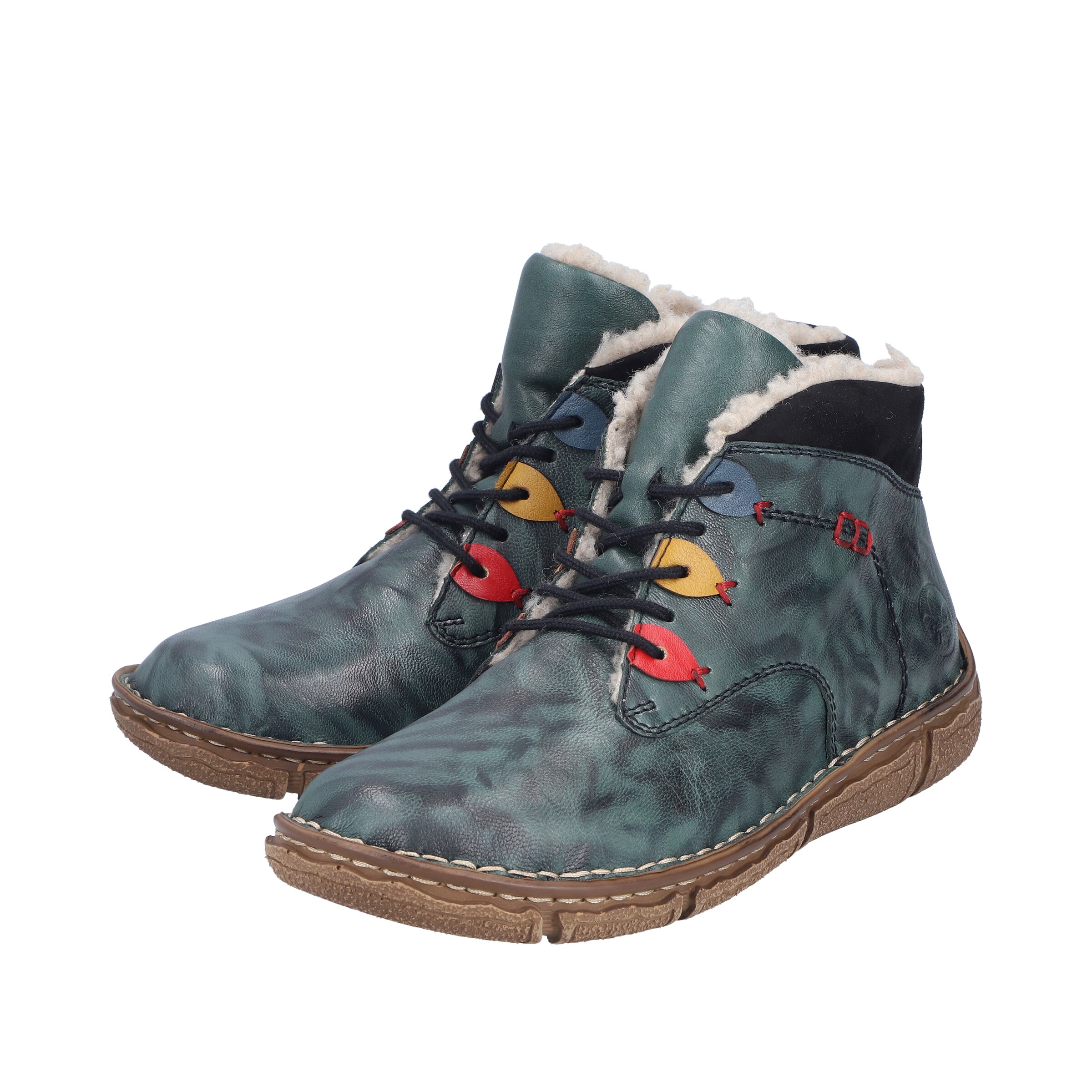 Rieker Lace-Up Ankle Boots in Green