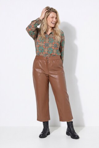 Ulla Popken Wide leg Trousers in Bronze: front