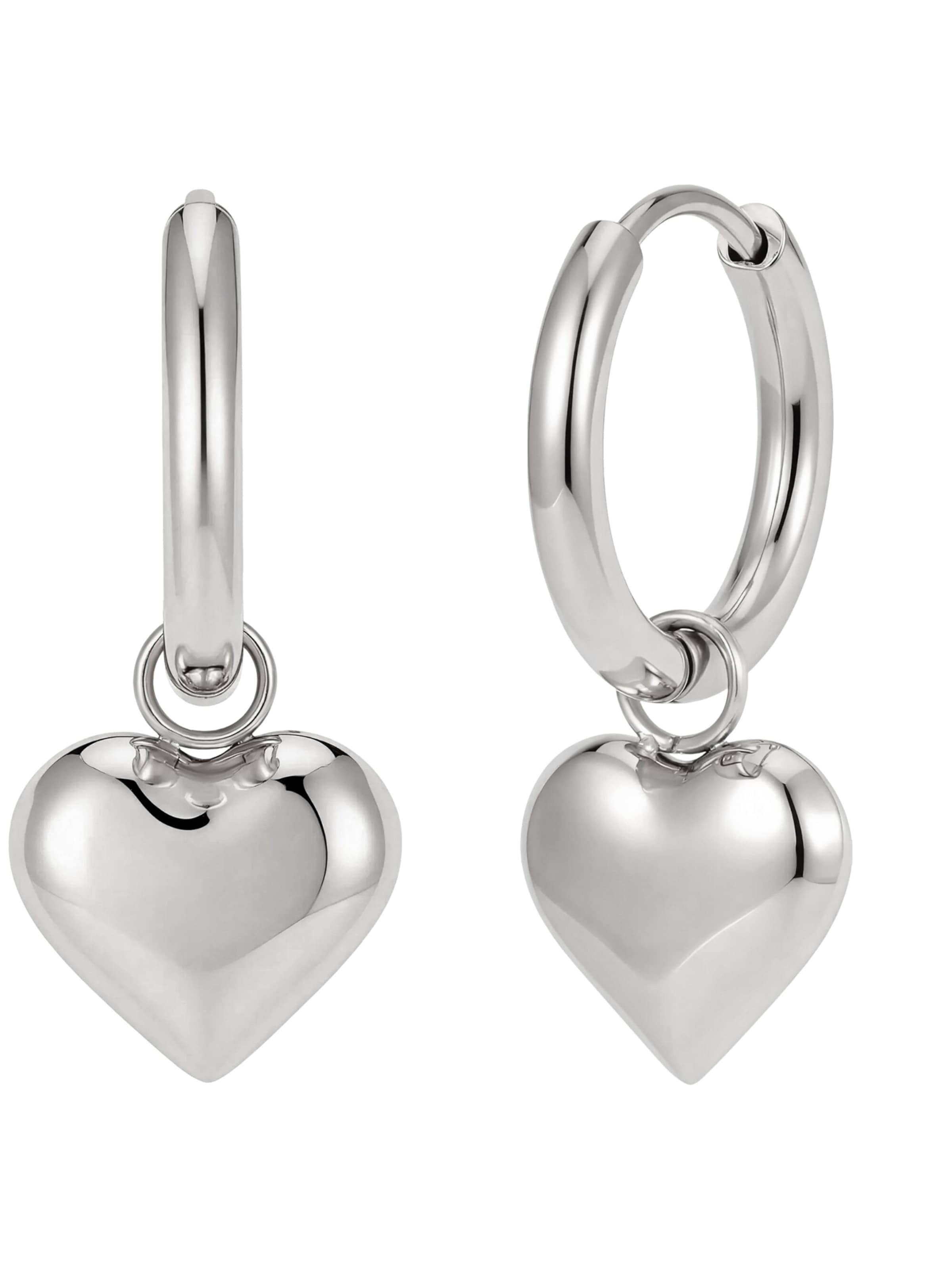 Boucles d'oreilles 'Herz' GOOD.designs en argent : devant