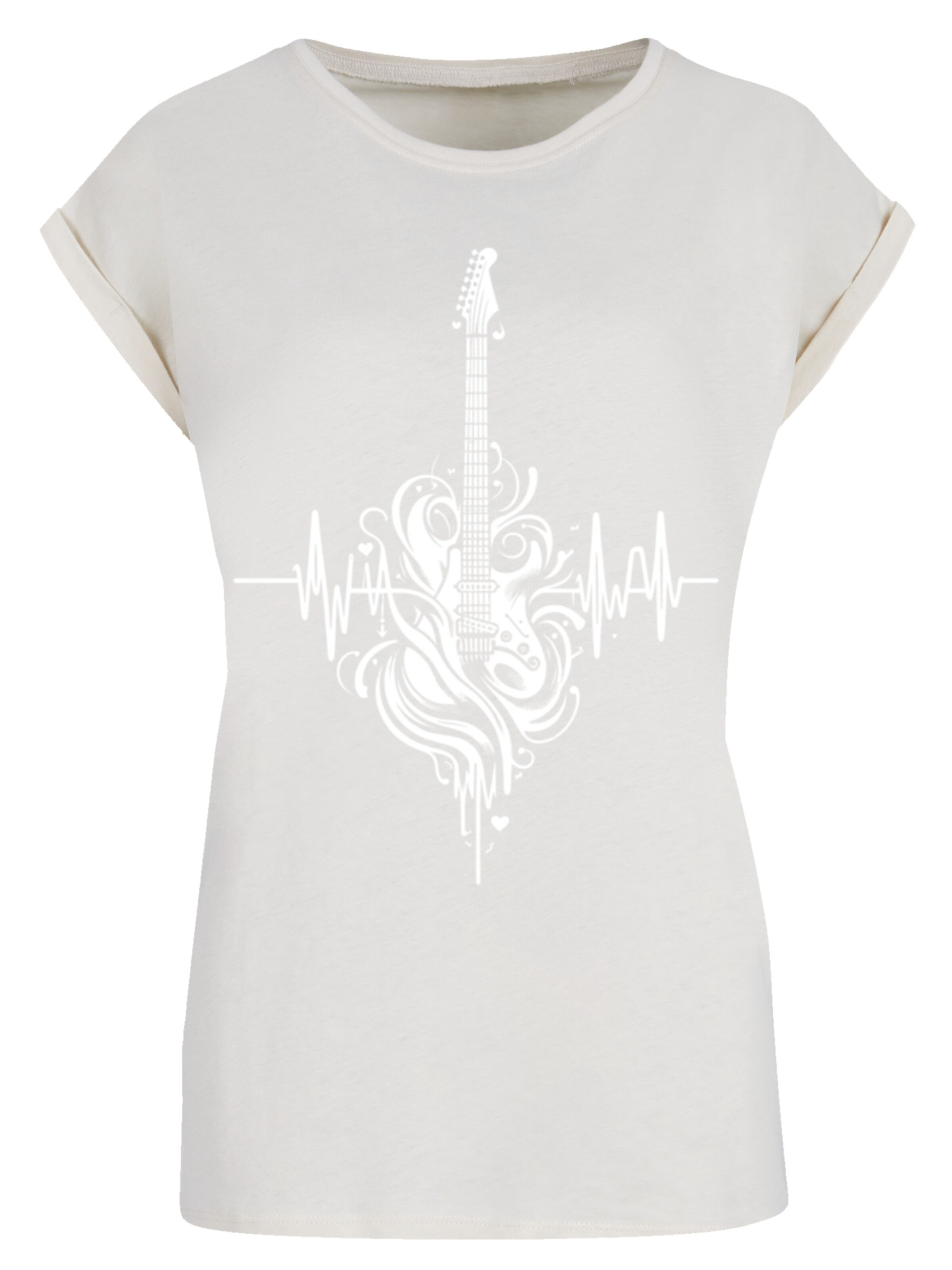 T-shirt 'Gitarre Heartbeat' F4NT4STIC en beige : devant