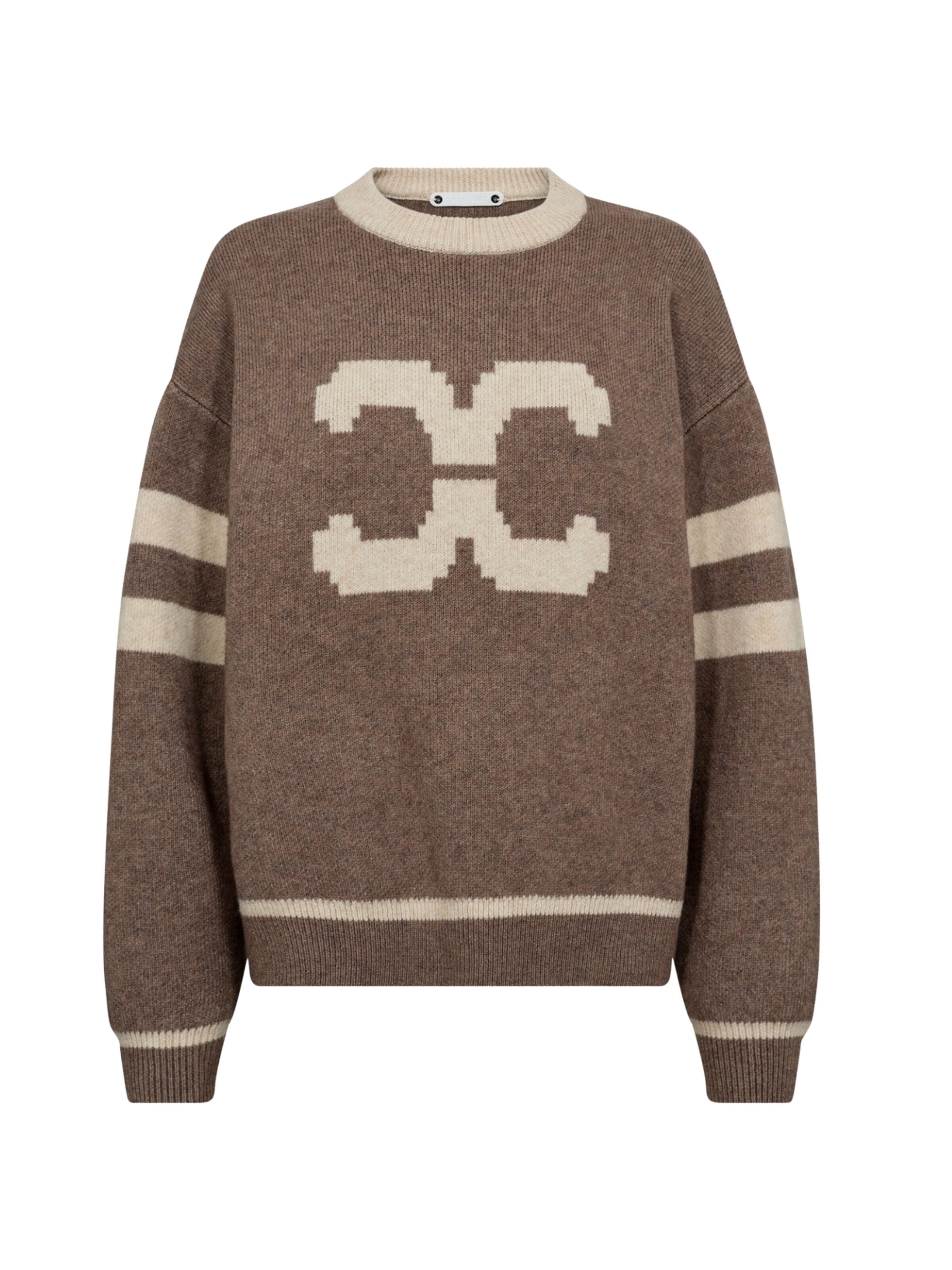 Pull-over 'Row ' co'couture en marron : devant