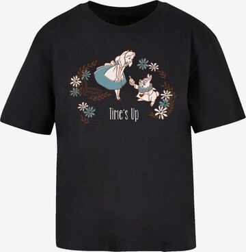 F4NT4STIC Shirt 'Disney Alice im Wunderland Time's Up' in Black: front
