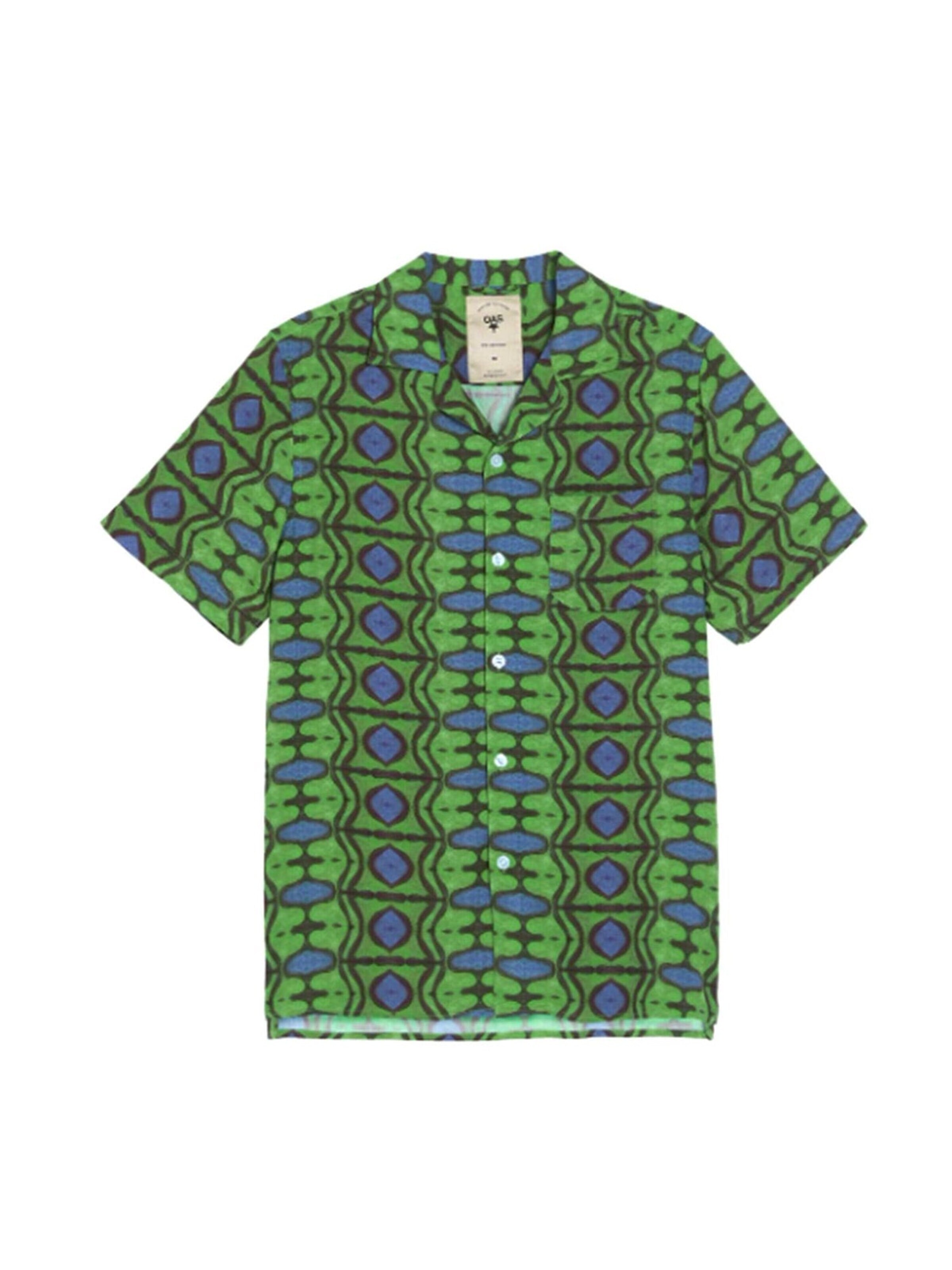 Comfort fit Camicia 'Emerald Blue Viscose Shirt Assorted' di OAS in verde: frontale