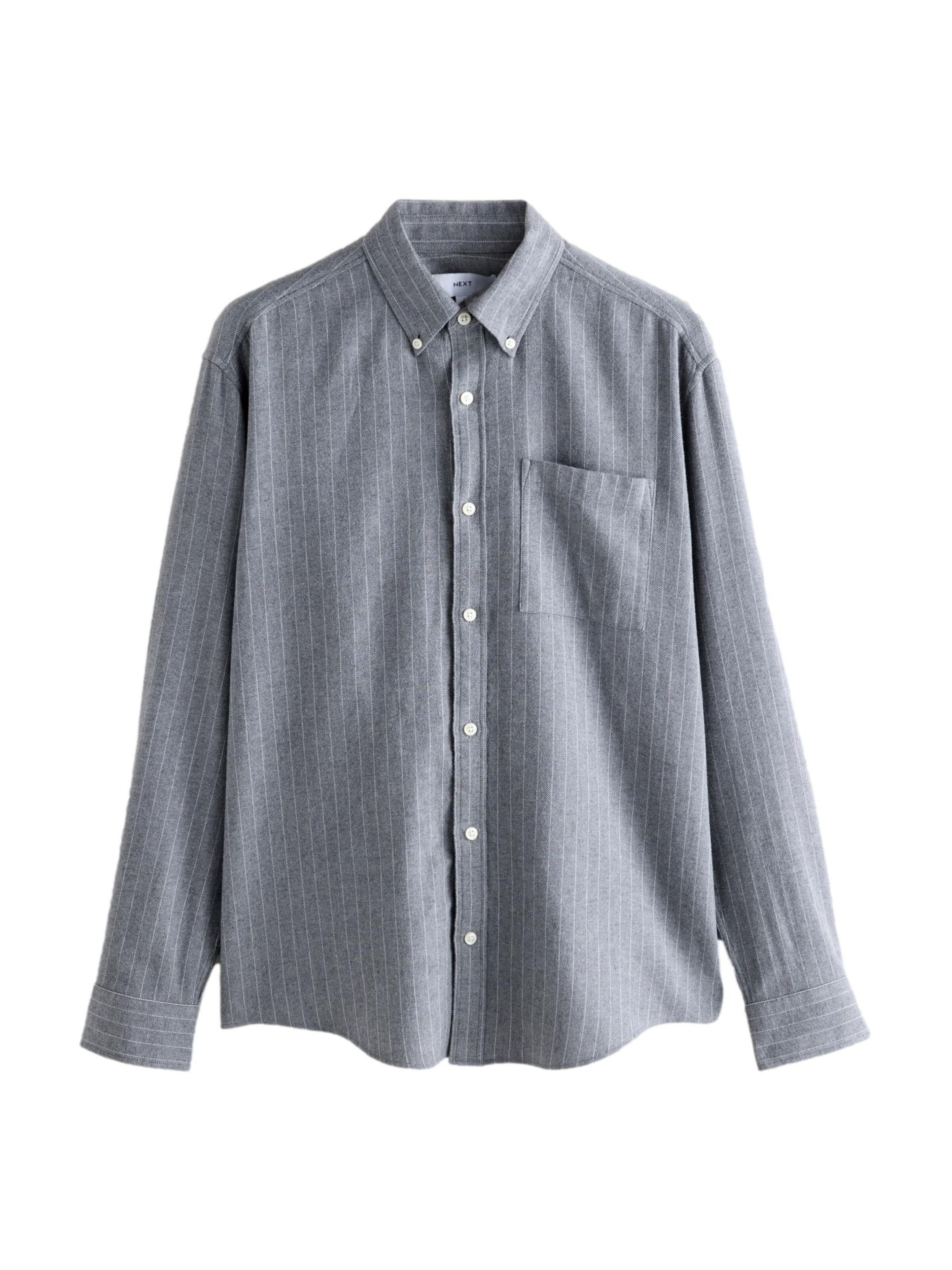 Next Regular fit Button Up Shirt in Grey: front