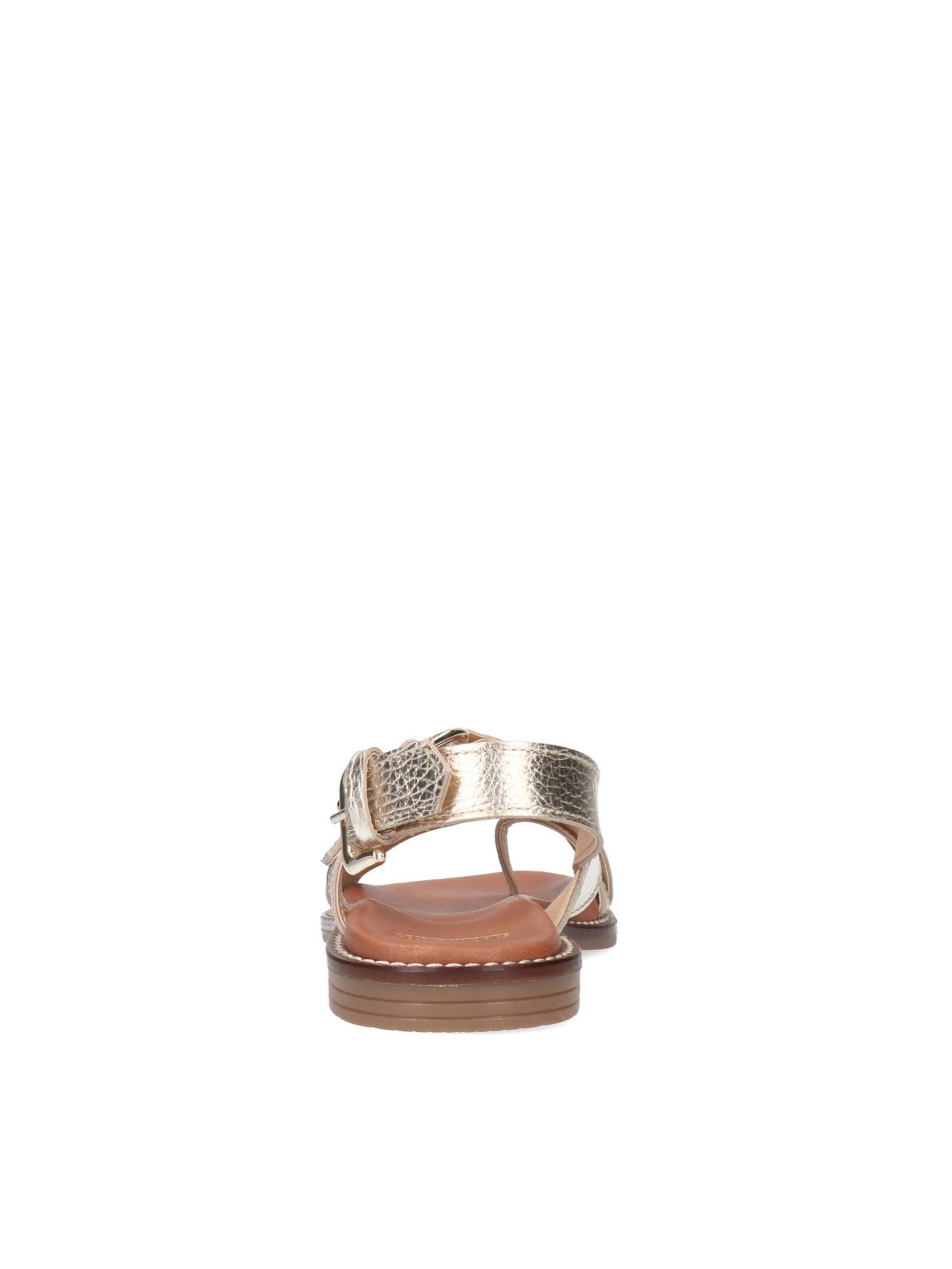 MANFIELD T-Bar Sandals in Gold