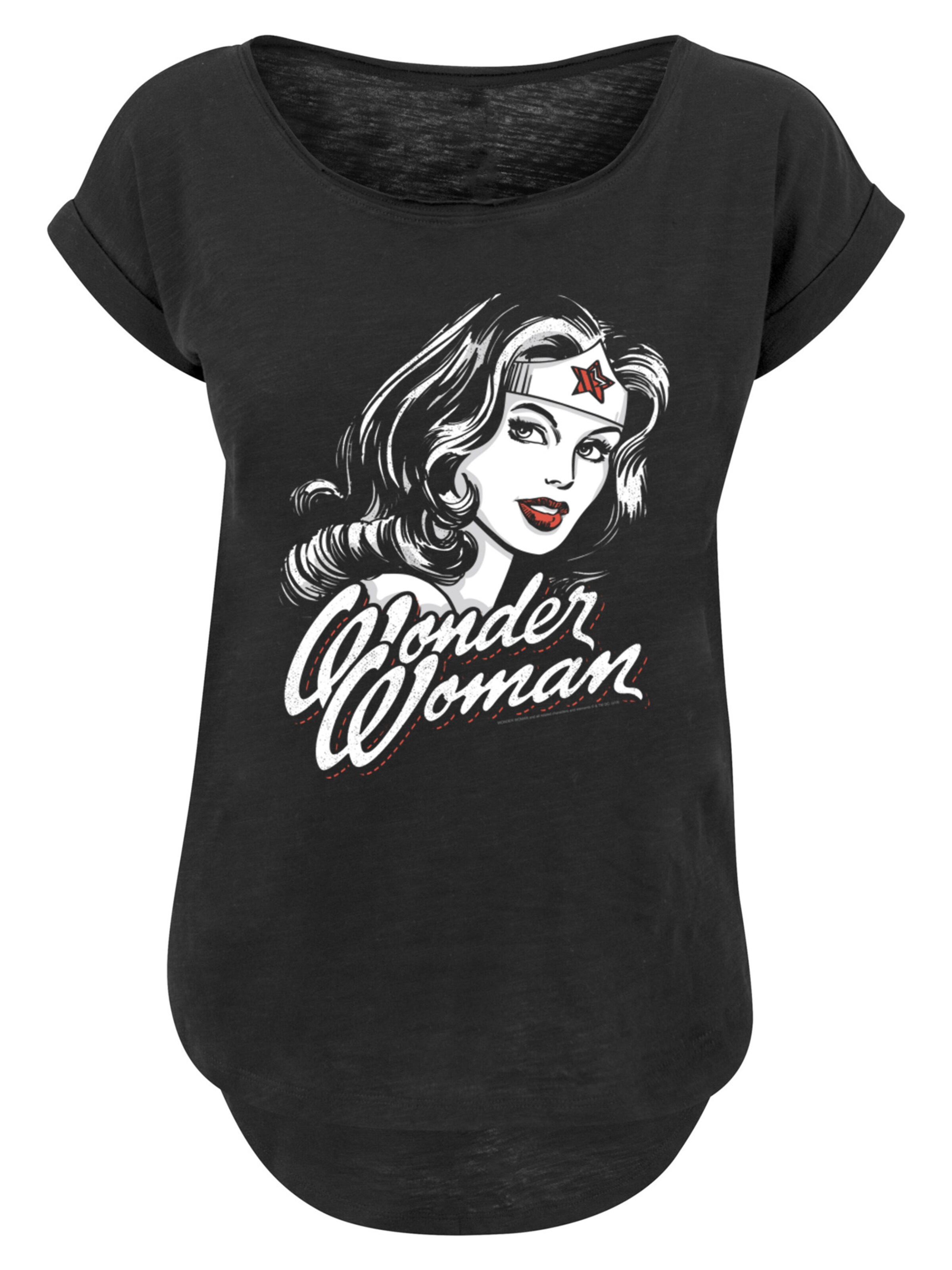 F4NT4STIC Shirt 'DC Comics Wonder Woman Hint Of Red' in Black: front