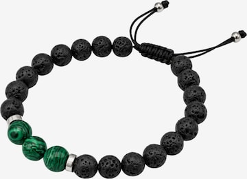 THE GEM STORIES JEWELRY Rannekoru 'Green Malachite Men's Bracelet' värissä musta: etupuoli