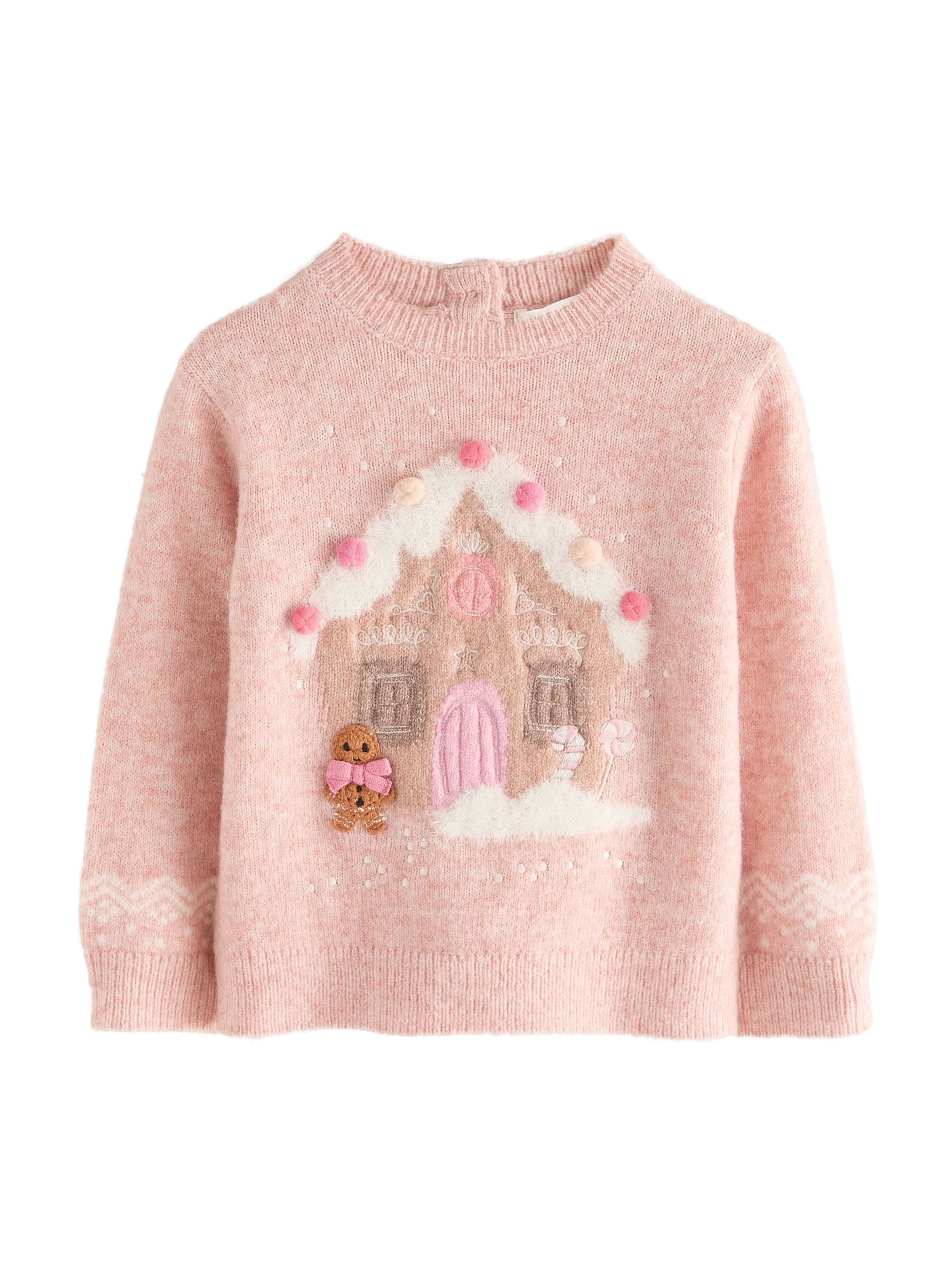 Next Neulepaita 'Christmas Gingerbread House' värissä vaaleanpunainen: etupuoli