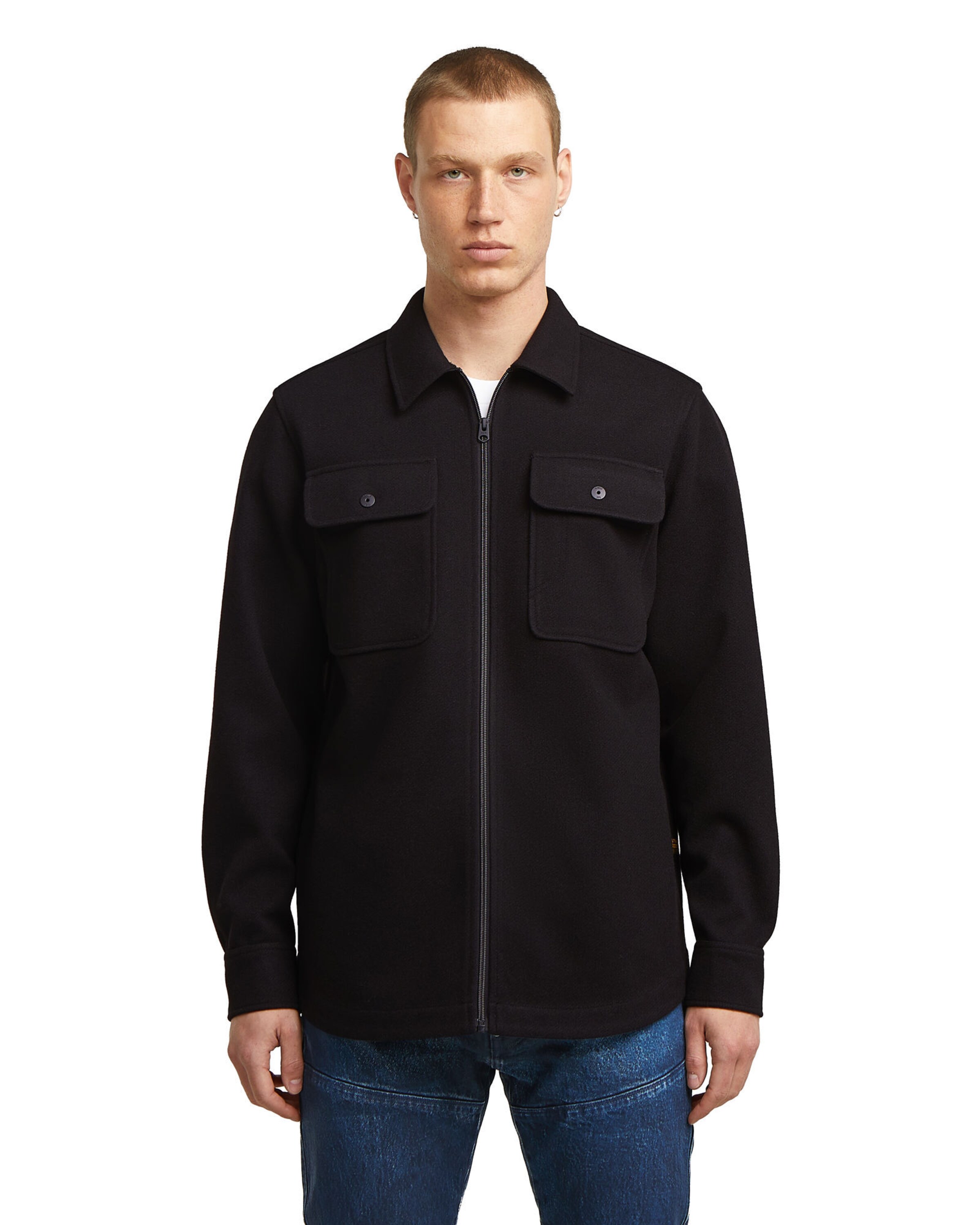 G-STAR Regular fit Button Up Shirt in Black: front