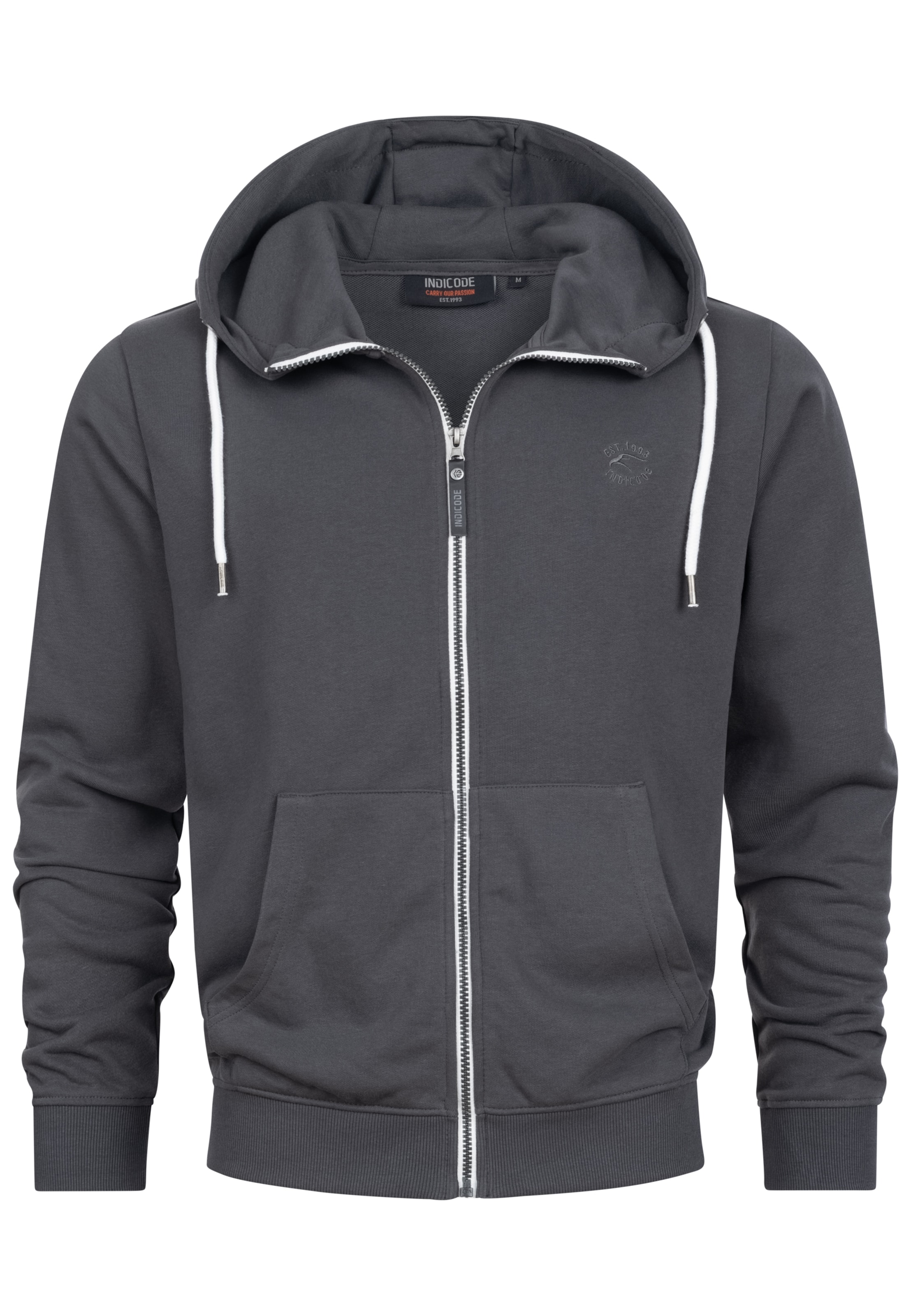INDICODE JEANS Sweatjacke 'Christos' in Grau: Vorderseite