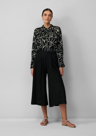 s.Oliver BLACK LABEL Wide leg Trousers in Black: front