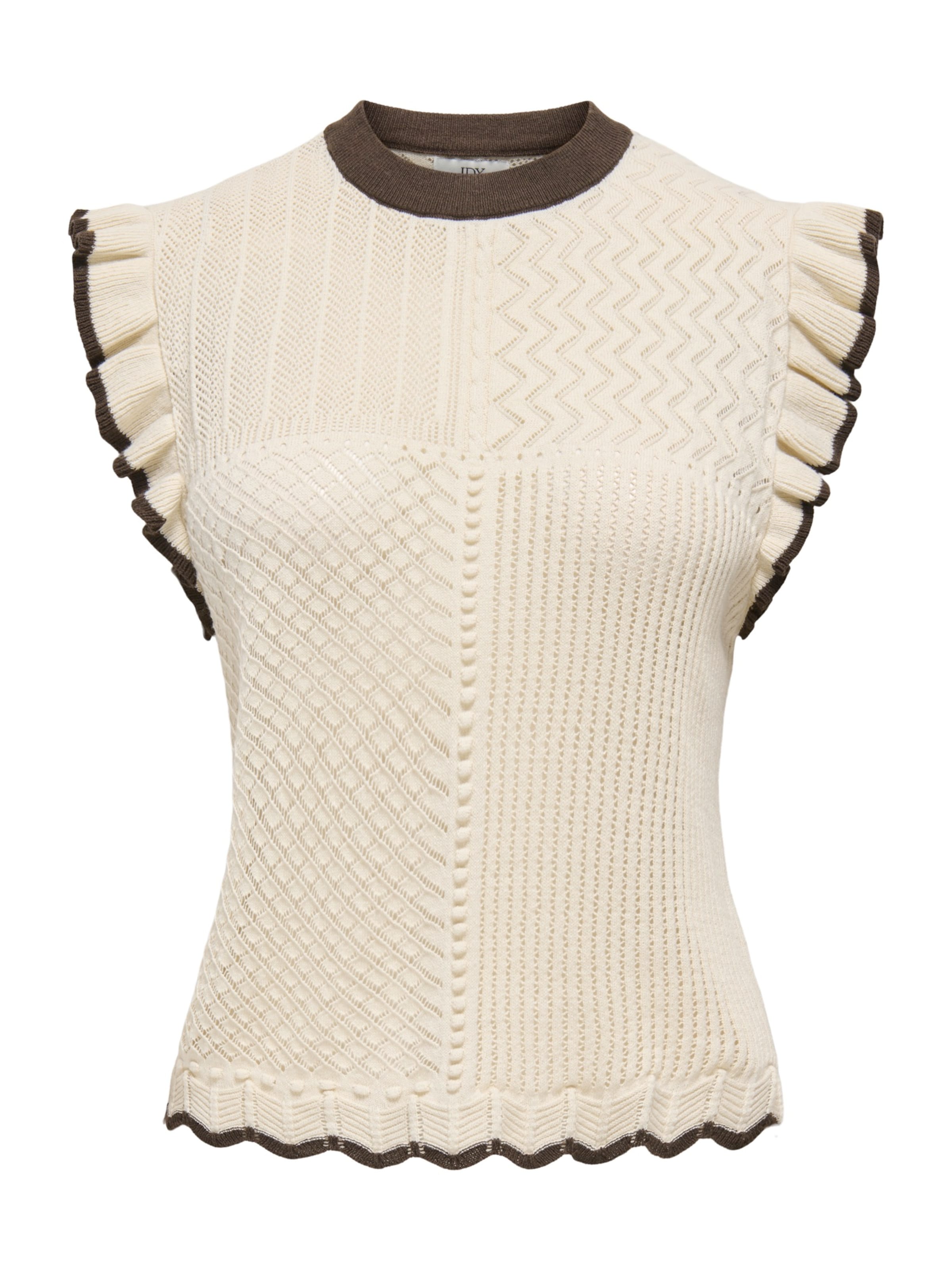 JDY Knitted Top 'JDYVIOLET' in Beige: front