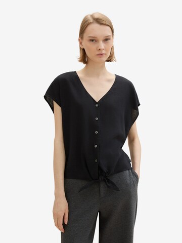 TOM TAILOR DENIM Bluse in Schwarz: predná strana