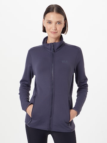 JACK WOLFSKIN Functionele fleece jas 'Peak Grid' in Grijs: voorkant