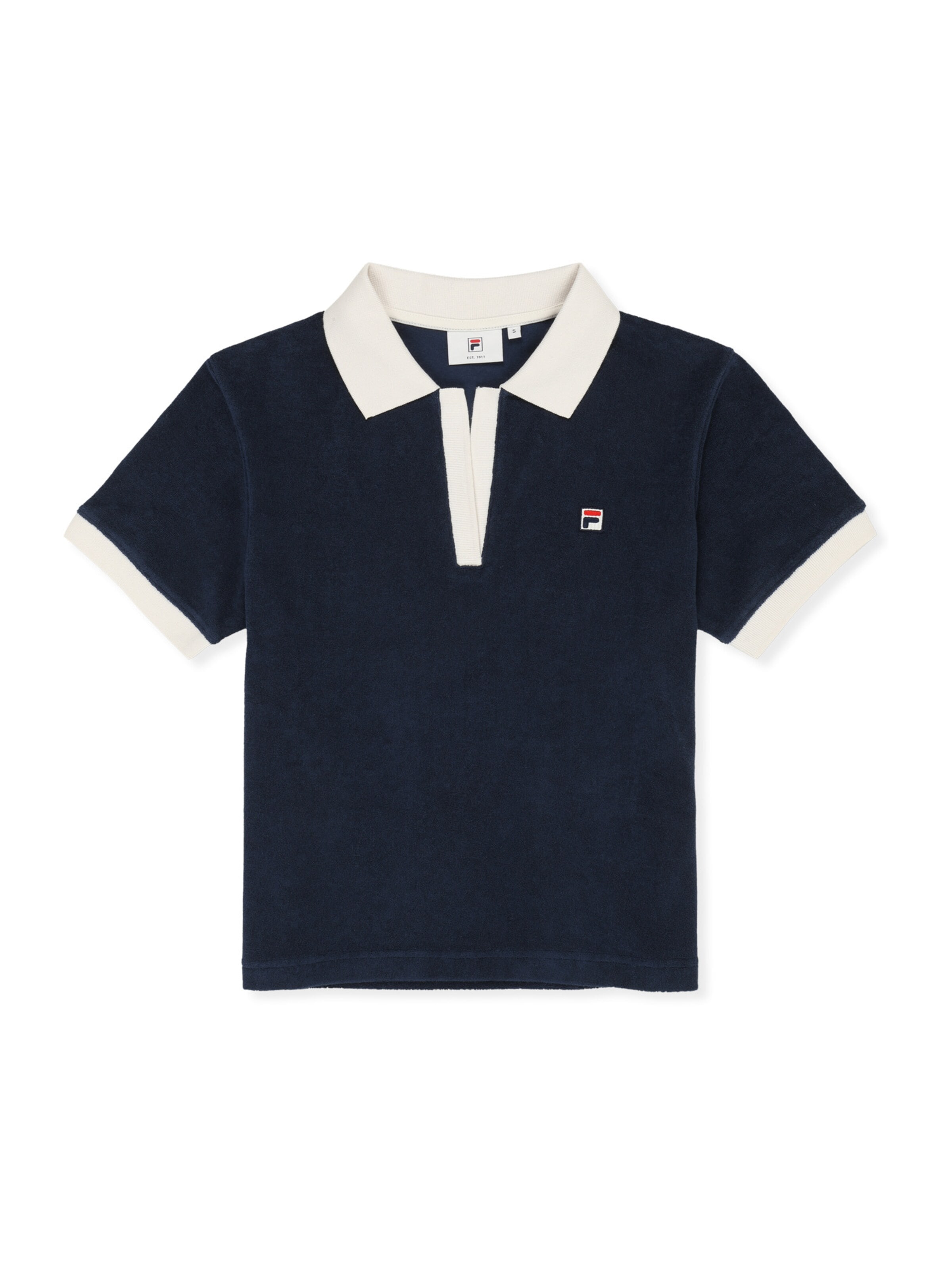 Maglietta 'BELFORT relaxed johnny collar towelling top' di FILA in blu