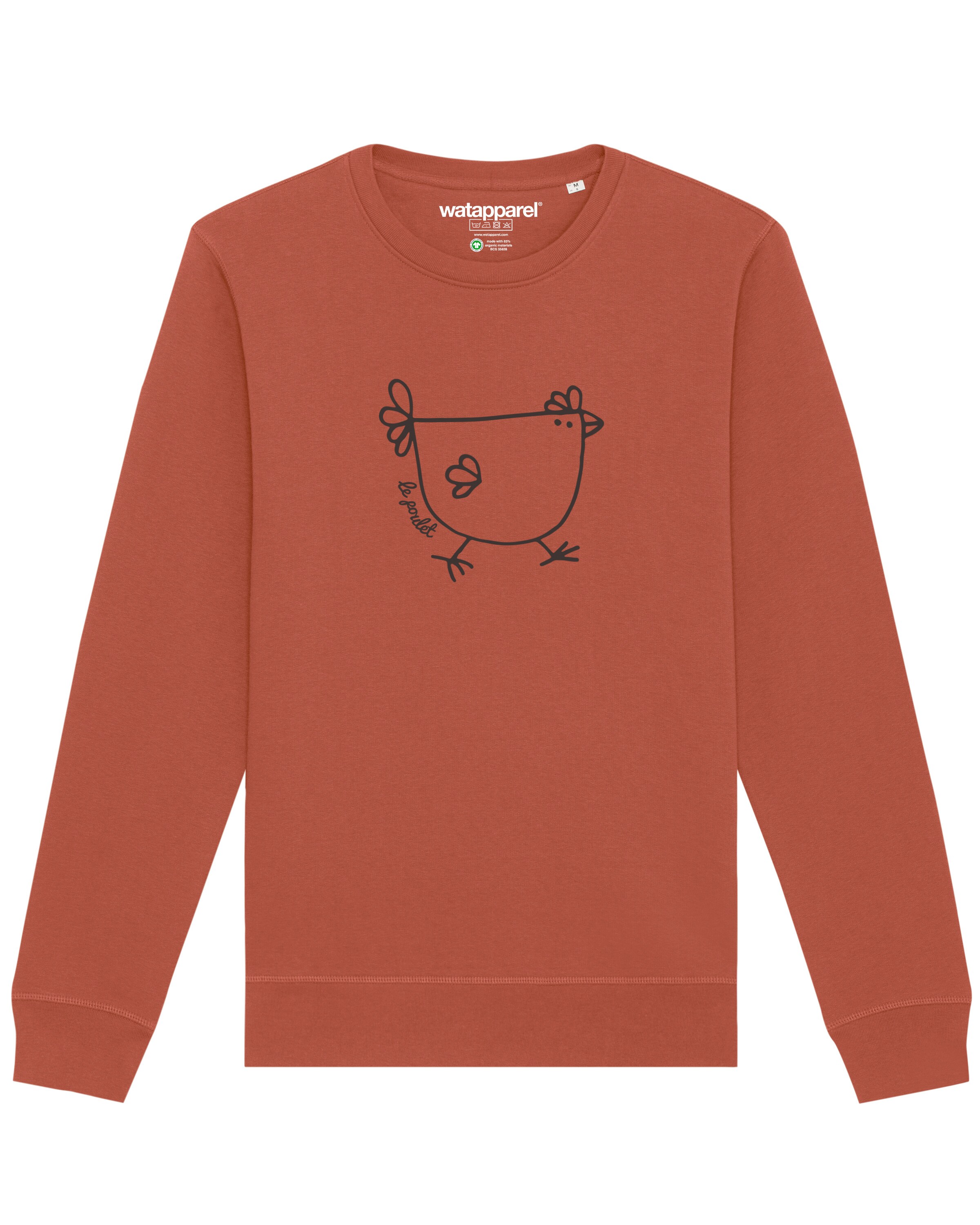 Sweat-shirt ' Le poulet - das Huhn ' Watapparel en marron : devant