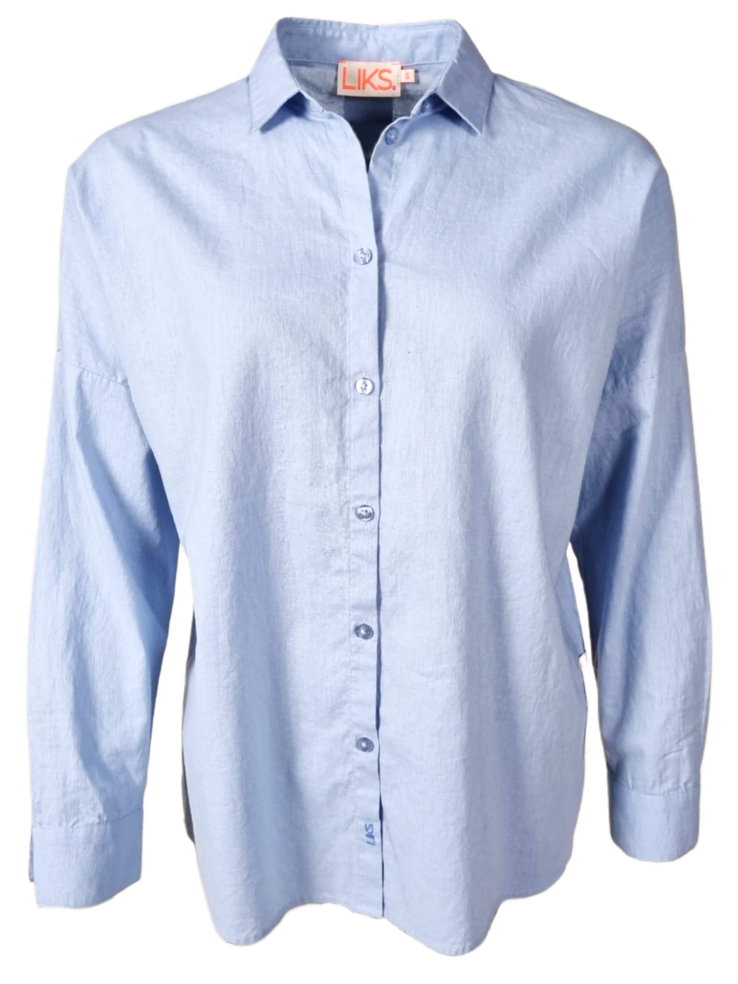 LIKS. Munich - Blusa 'Bluse aus Leinen - Baumwolle - GloriaC' en azul: frente