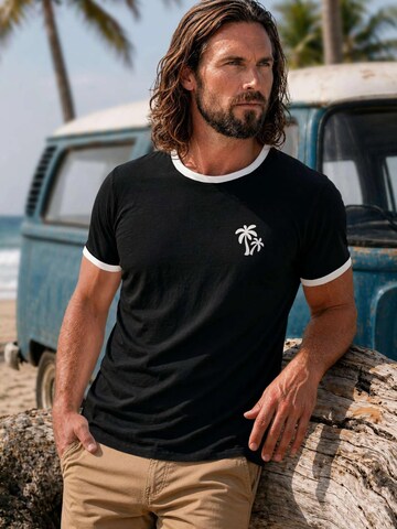 Neverless Shirt 'Logo Palmen' in Black