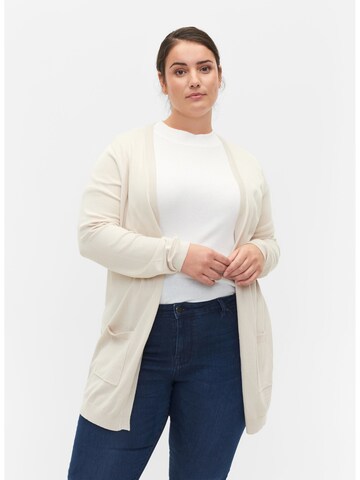 Zizzi Cardigan 'MCARRIE' i beige: forside